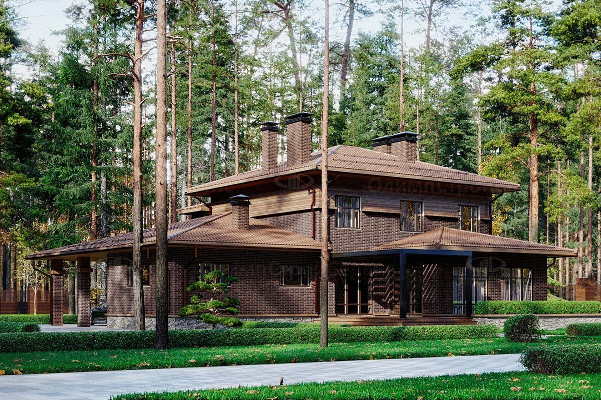 двухэтажный дом в стиле райта
