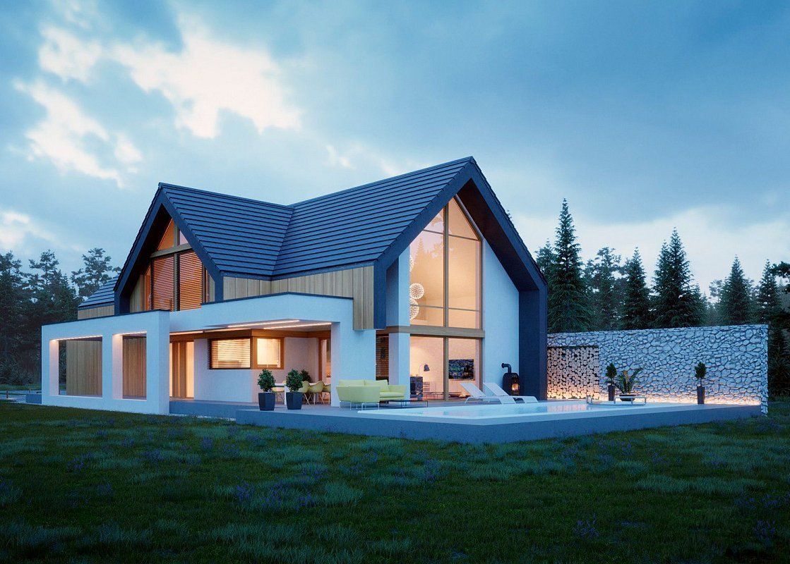 Проект дома с двухскатной крышей